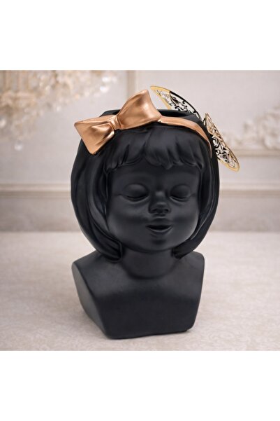 velve Vaza Girl, din material ceramic, Negru, Negru