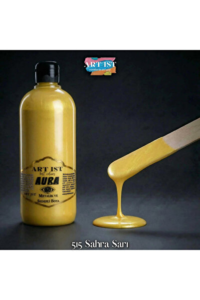 ART IST AURA Sedefli ve Vernikli Metalik Akrilik Boya 500 ml – 515 Sahra Sarı...