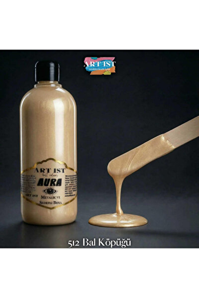 ART IST AURA Sedefli ve Vernikli Metalik Akrilik Boya 500 ml – 512 Bal Köpüğü...
