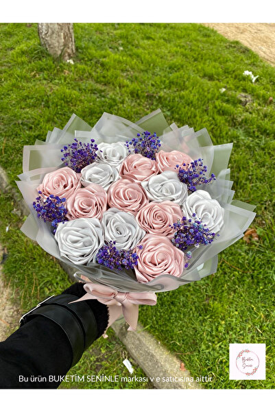 Buketim Seninle Buchet de 13 trandafiri care nu se decolorează, în nuanțe de ...