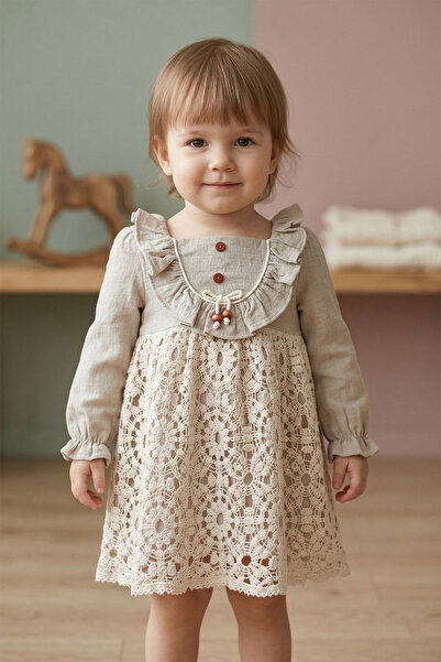 CELYSE Kız bebek çocuk, Robadan Fırfırlı Dantelli Elbise, Doğum Günü, Party, ...