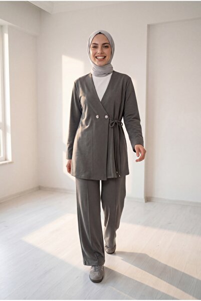 BENAHOLL Σετ Πικέ με Παντελόνι και Ζαρτιέρες με Διπλά Κουμπιά - EY2510 Χακί