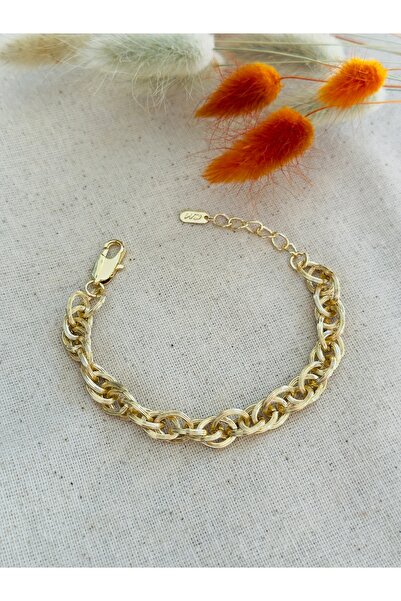 Snartun CM Jewelry Gold Örgü Zincir Paslanmaz Çelik Kadın Bileklik | Ayarlana...
