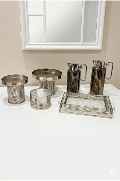 Generic ✨ طقم ضيافة فاخر بتصميم أنيق ولمسات راقية ✨ ترمسان ,حاملان للكيك ، صي...