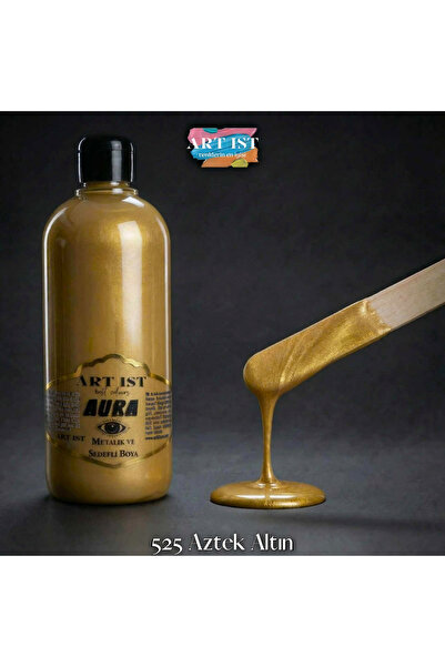 ART IST AURA Sedefli ve Vernikli Metalik Akrilik Boya 500 ml – 525 Aztek Altı...