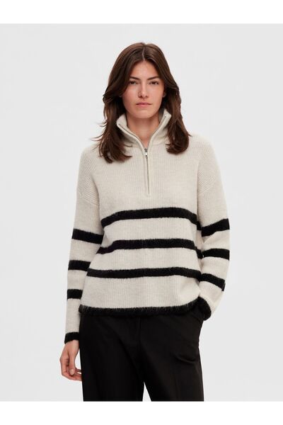 Selected Femme Pullover Wollgemisch Half-Zip