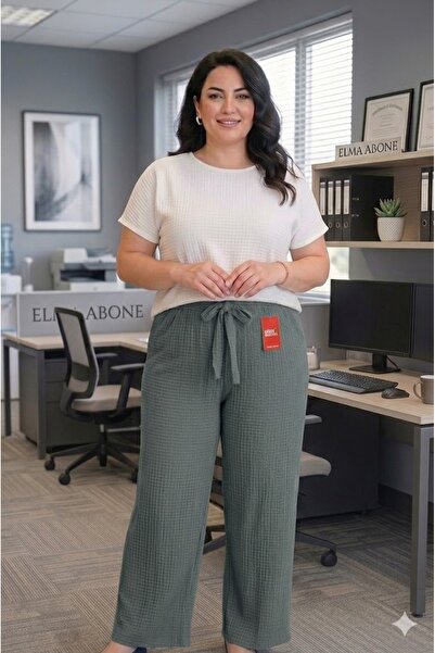elma abone Plus Size Women's Summer Pants with Elastic Waist