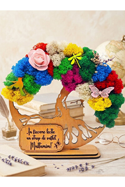 OEM Cadou Copacul Vietii,cu licheni stabilizati, din lemn bej, „In fiecare le...