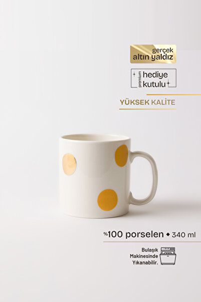 TUSE LIVING Big Confetti Gold Real Gold Gilded Large Polka Dot Porcelain Mug ...
