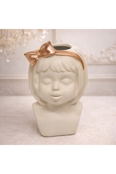 velve Vaza Girl, din material ceramic, Crem, Crem