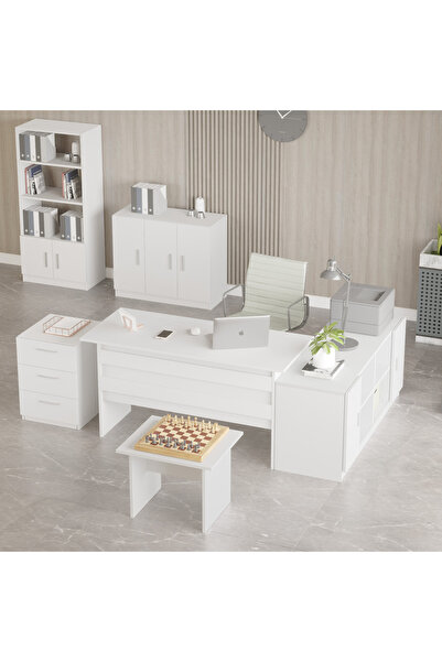 Yurupa Bega ABCDEFOfis Büro Masa Takımı 3 Renk Beyaz BEG17-W