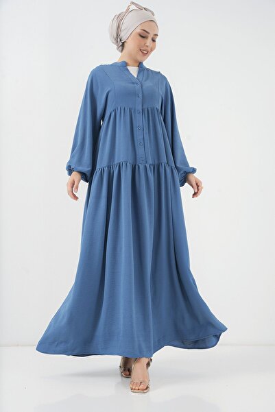 Hiccup Bdart V-Neck Buttoned Relaxed Fit Maxi Dress