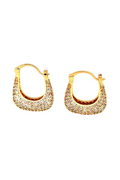 Siya Silver Zircon Stone Geometric Steel Earrings