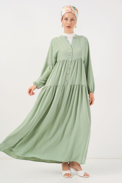 Hiccup Bdart V-Neck Buttoned Relaxed Fit Maxi Dress