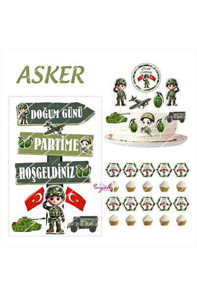 SİYAH PARTİ EVİ Asker Doğum Günü Seti