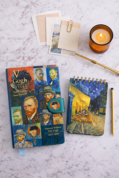 matheon مجموعة دفاتر هدايا فان جوخ |   دفتر ملاحظات مغناطيسي بغطاء + دفتر ملا...