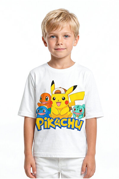 BookOrBook Pikachu Charmander Bulbasaur %100 Pamuk Premium Kalite Çocuk Tişör...