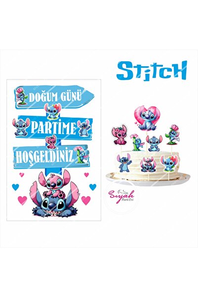 SİYAH PARTİ EVİ Stitch Doğum Günü Seti