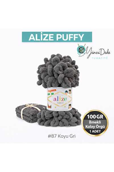 Alize Ață de tricotat manuală Puffy Lână Cod de culoare: 87 Gri închis Un sin...