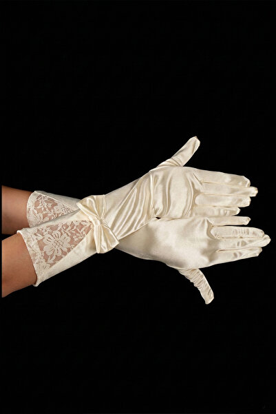 Generic Brand Elegant Bridal Wedding Gloves with Bow Modern Evening Dress Gloves