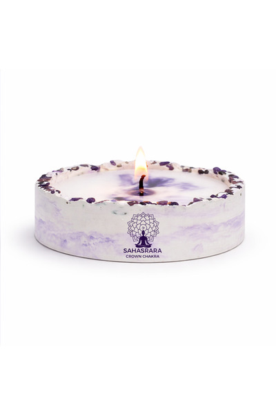 Dad&Children Home Sahasrara Taç Çakra Mumu - Doğal Taşlı El Yapımı Premium Mum
