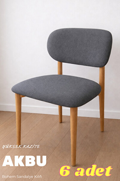 AKBU Sandalye Kılıfı , 6lı paket , Yüksek Kalite Bohem model , Lastikli , Mut...