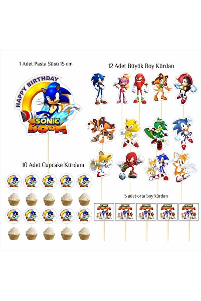 SİYAH PARTİ EVİ Sonic Boom Doğum Günü Masa Maketi / Pasta Süsü Seti