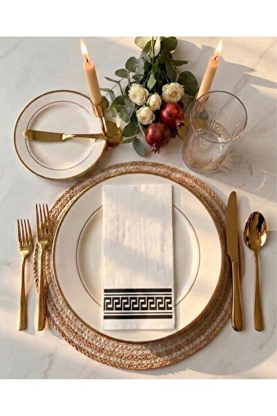 nevastore Siyah Labirent Desenli Lüks Peçete 50 Adet - Premium Seri