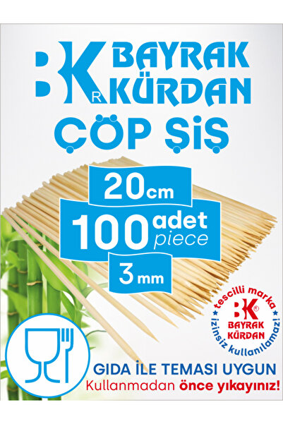 Dolpin Çöp Şiş 20 Cm, 100 Adet, 3 Mm - Adana, Urfa, Et, Tavuk, Sebze Kebap Ye...