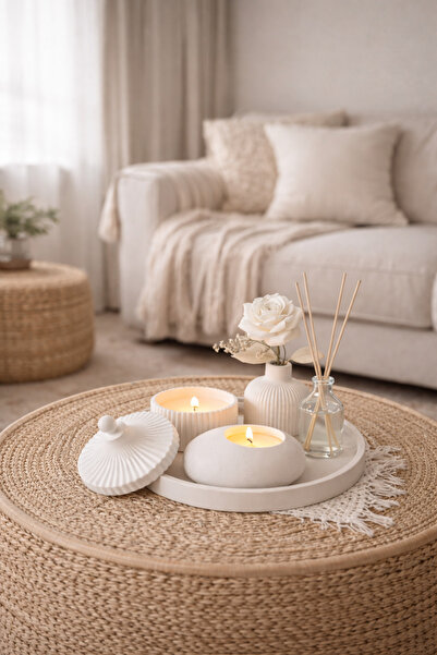 Misse Dekoratif Tepside 6'lı Vazo Seti Vanilya Kokulu Mum Tealiaght Mumluk Od...