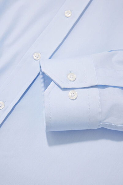 W Collection MAVİ UZUN KOLLU CUSTOM FIT GÖMLEK