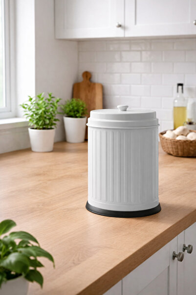 Yufira Life Tezgah Üstü Kapaklı İç Kovalı Vintage Model Gri Çöp Kovası – Manu...