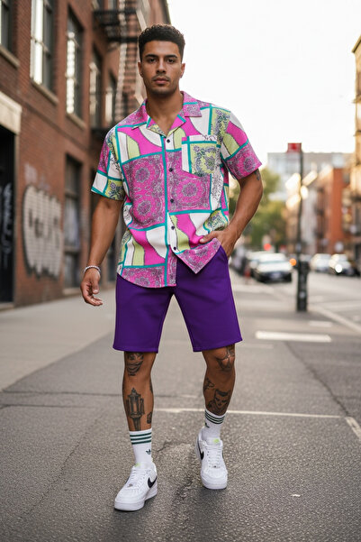 dehaine Pantaloni scurti, pentru barbati, casual, Violet, 13058