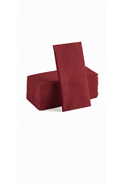 AIRLAID Meyart Bordo Kumaş Dokulu Airlaid Servis Peçetesi 40x40 1/8 Kitap Kat...