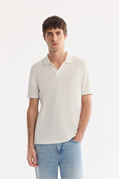 Avva Ανδρικό μπλουζάκι εκρού με γιακά πόλο χωρίς κουμπιά Easy Ü Τούλι enen με...