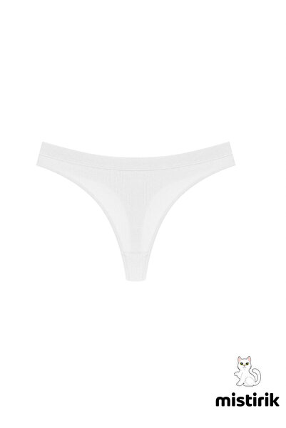 MİSTİRİK Paulo Model Ribbed Thong Slip No Trace εσώρουχα Λευκό χρώμα