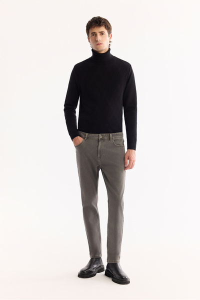 Avva Pantaloni de blugi pentru bărbați, gri, clasici, din bumbac, cu spălare ...