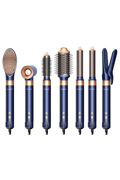 icotech Hs60 Lacivert 7 In 1 Multi Styler Saç Şekillendirici Saç Maşası Hava Üflemeli Saç Şekillendirici