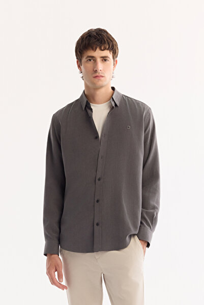 Avva Cămașă pentru bărbați, antracit, cu nasturi, cu guler, cu atingere moale...
