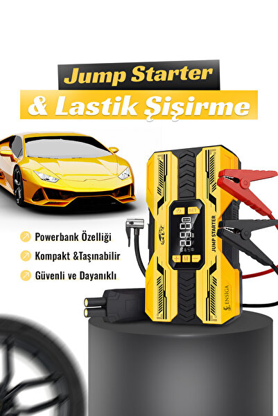 EN SİGA Akü Takviye Jump Starter & Lastik Şişirme Kompresörlü Taşınabilir Pow...