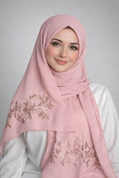 Veil Designer طرحة بوال الوان مميز OLD ROSE تطريز علي الطرفين 190*60