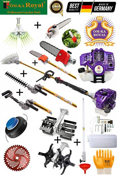 Royal Yan Tırpan Ot Biçme Makinesi + FULL BAHÇİVAN SETİ 7 PARÇA + 2 Adet Topr...