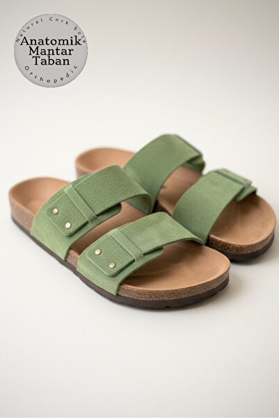 Land of Cork Anatomik Unisex Doğal Mantar Tabanlı Gerçek Deri Terlik