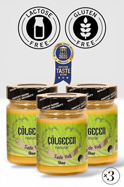 Çölgeçen 3’lü Paket Natural Sade Yağ (GHEE) 250 Gr Glutensiz, Laktozsuz, Kaze...