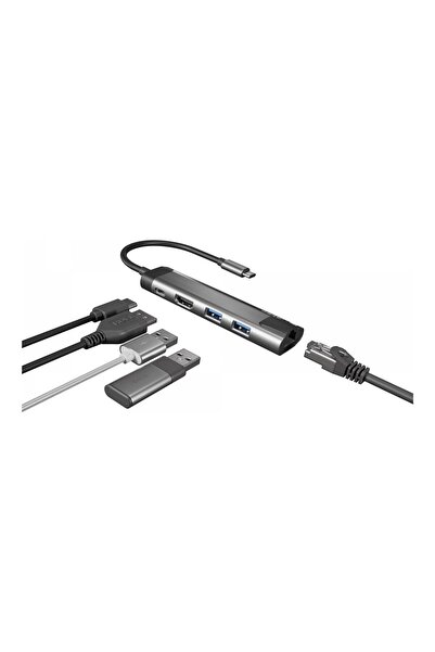 Natec Multiport Fowler Go USB-C -> Hub USB 3.0 x2 HDMI 4K USB-C PD RJ45