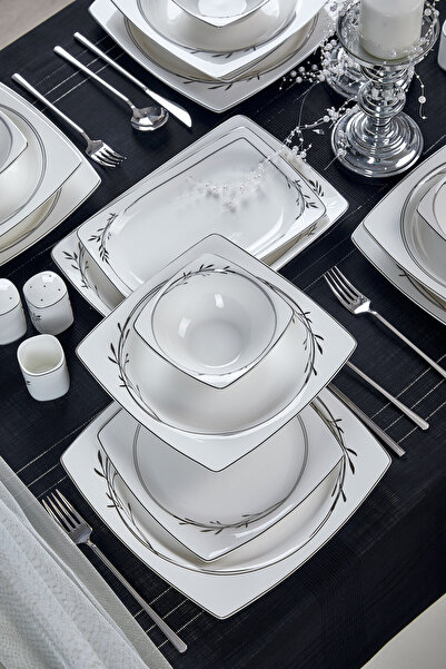 Taç Real Bone Olea Platin 60 Parça 12 Kişilik Yemek Takımı