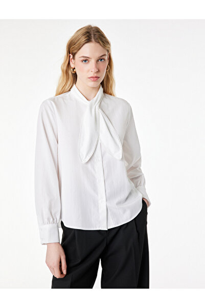 Koton Regular Fit Buttoned Long Sleeve Scarf Collar Shirt