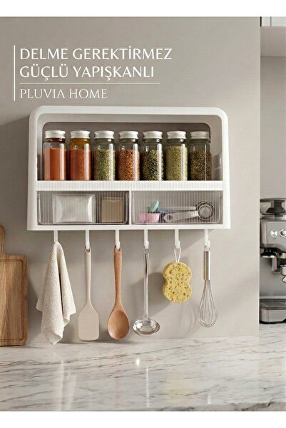 Pluvia Home Tera-S Güçlü Yapışkanlı Mutfak Baharatlık Rafı - Kurulu Gönderim ...