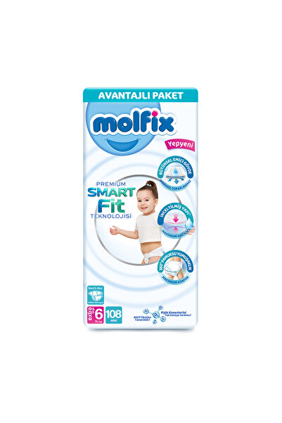 Molfix Premium Smart Fit Avantajlı Paket 6 Beden E.Large 108 Adet