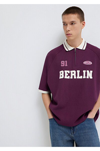 Mavi Berlin Baskılı Mor Polo Tişört Boxy Fit 0613230-70670